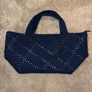 HAUTE SHORE Navy Woven Tote with Iridescent Accents